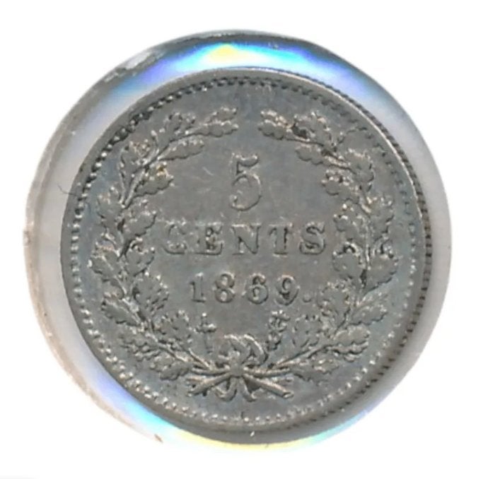 Nederland 5 Cent 1869 Willem III (Zeer fraai+), Postzegels en Munten, Koning Willem III, Zilver, Ophalen of Verzenden, Losse munt