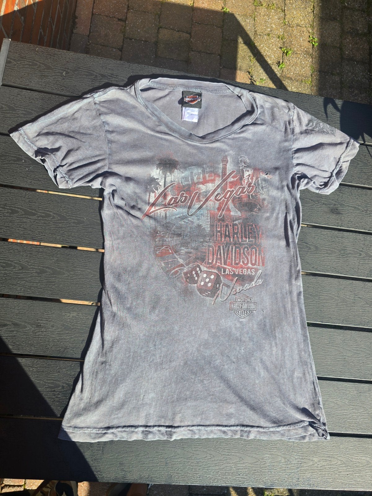 Vintage Harley-Davidson Las Vegas T-shirt Maat M, Maat 38/40 (M), Ophalen of Verzenden, Korte mouw, Grijs
