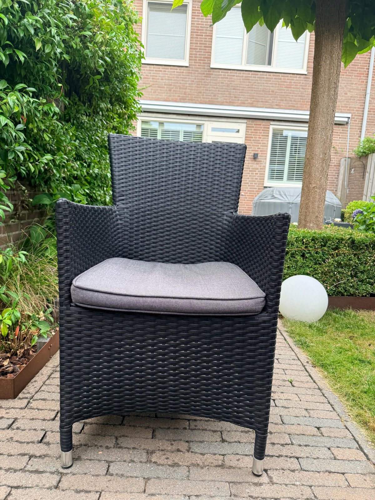 4x Bois Le Duc Wicker Tuinstoelen met Kussens - Zwart, Tuin en Terras, Ophalen, Gebruikt, Wicker