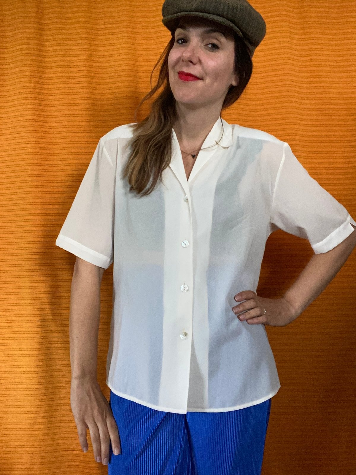 Vintage blouse / shirt - crème - Verse - 36/S/small, Hgv, Hgv, Ophalen of Verzenden, Vintage