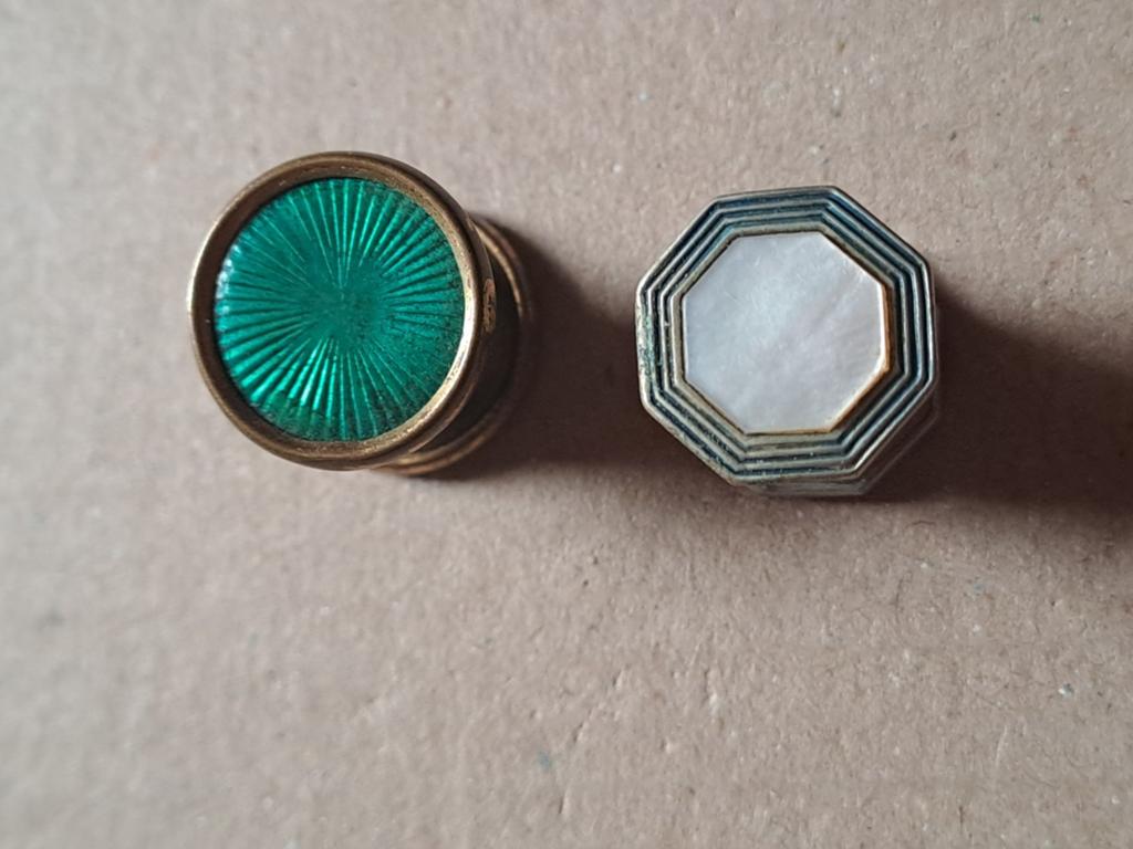 Antieke manchetknopen emaille en parelmoer, Sieraden, Tassen en Uiterlijk, Manchetknopen, Ophalen of Verzenden, Overige materialen
