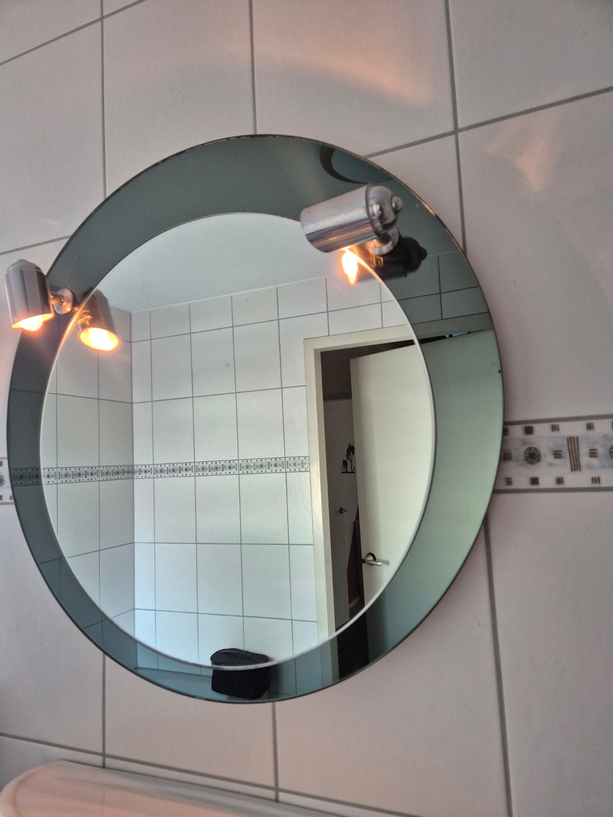 Ronde spiegel met verlichting voor badkamer, Ophalen, Gebruikt, Rond, 50 tot 75 cm