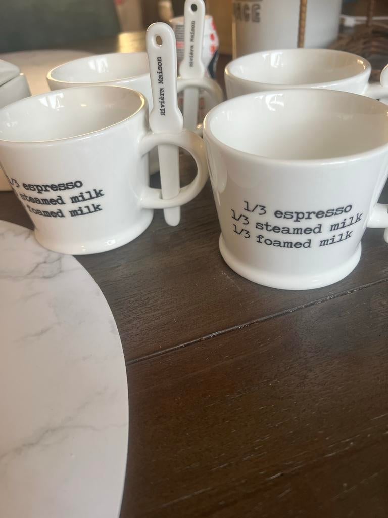Riviera Maison Servies Set: Mokken, Suiker/Melk & Voorraadpo, Huis en Inrichting, Keuken | Servies, Keramiek, Ophalen of Verzenden