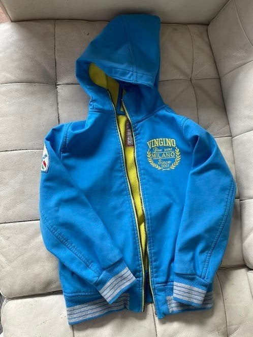 Lichtblauwe Vingino jas maat 8, Kinderen en Baby's, Ophalen of Verzenden, Zo goed als nieuw, Vingino, Jongen