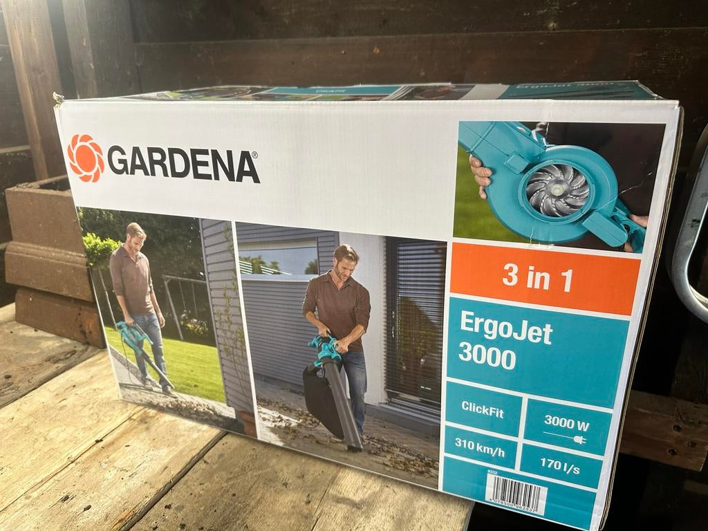 Gardena ErgoJet 3000 Elektrische Bladblazer/-zuiger, Tuin en Terras, Bladblazers, Handgedragen, Nieuw, Ophalen of Verzenden, Met opvangzak