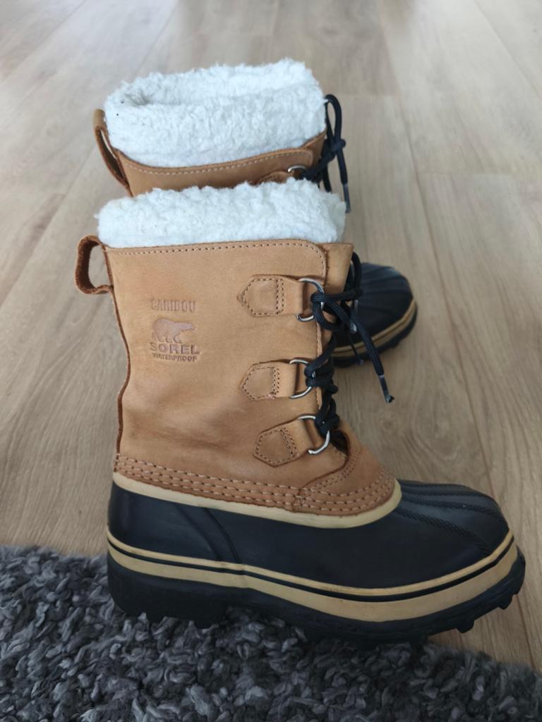 Sorel Caribou - Snowboots camel zwart - mt 35, Verzenden, Jongen of Meisje, Sorel, Laarzen
