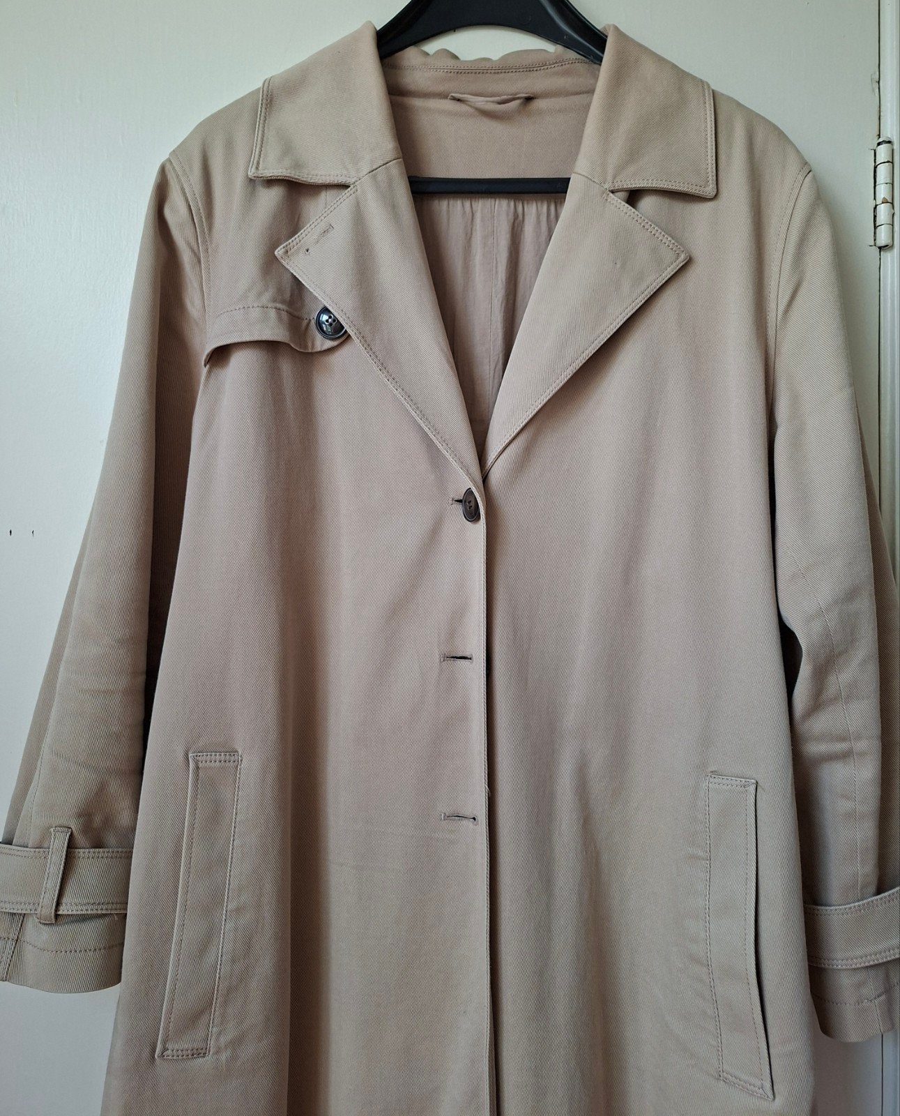 Lange trenchcoat, mt 40/42, Verzenden, Zo goed als nieuw, Maat 38/40 (M), Beige