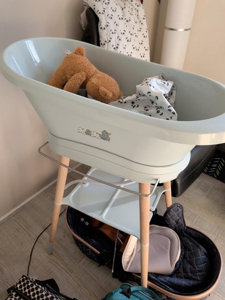 Babybadje met standaard - Lichtblauw, Overige merken, Gebruikt, Ophalen of Verzenden, Badje