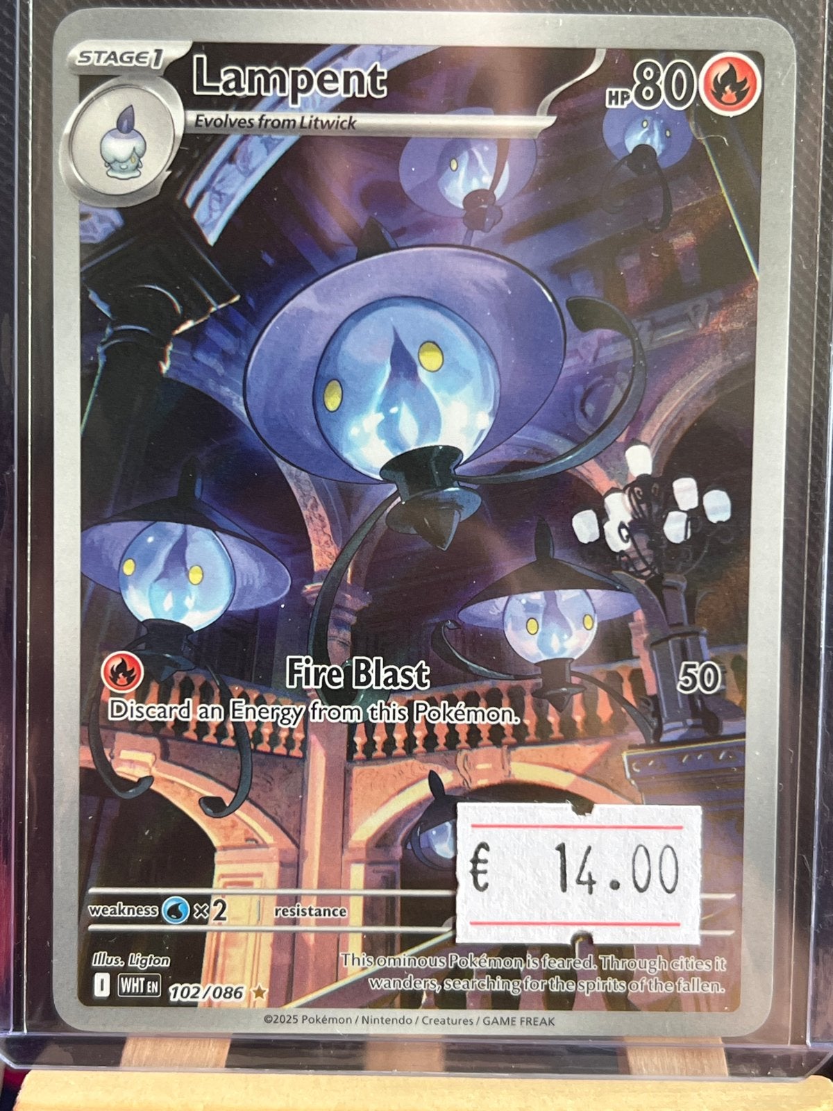 Pokémon Kaart Lampent 102/086 WHT EN - Zo goed als nieuw, Ophalen of Verzenden, Zo goed als nieuw, Losse kaart