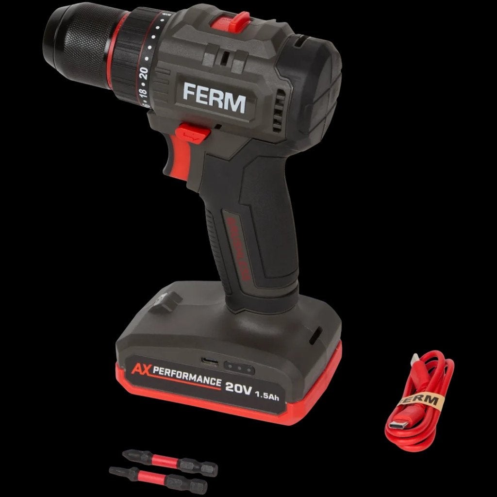 FERM accuboormachine  20 volt, Ophalen, Nieuw, Minder dan 400 watt, Boor- en Schroefmachine