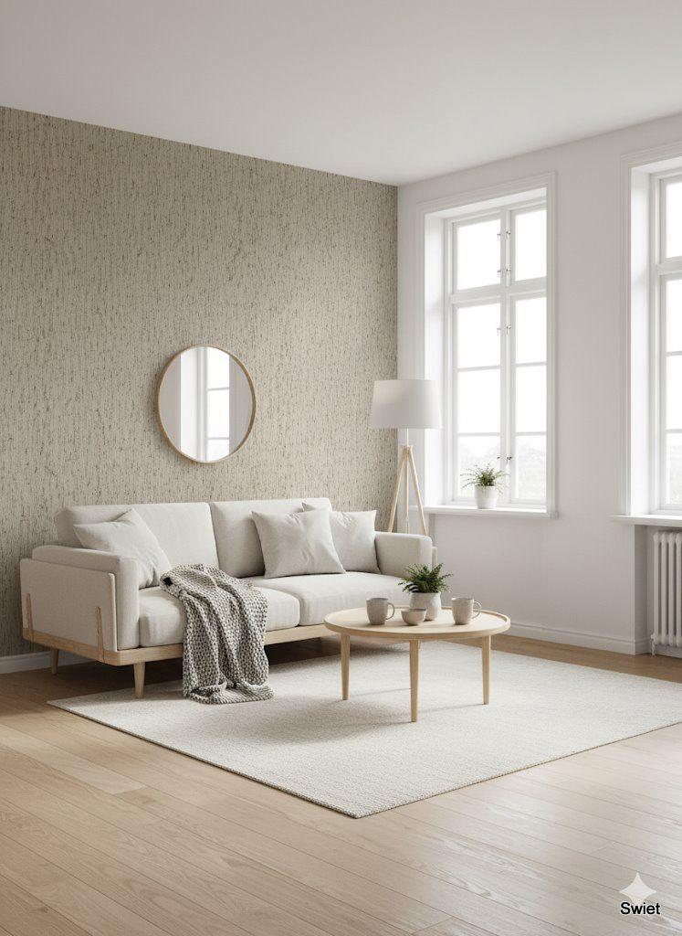 14203 Textiel behang met vezels vintage wallpaper swiet, Verzenden, Minder dan 10 m², Beige