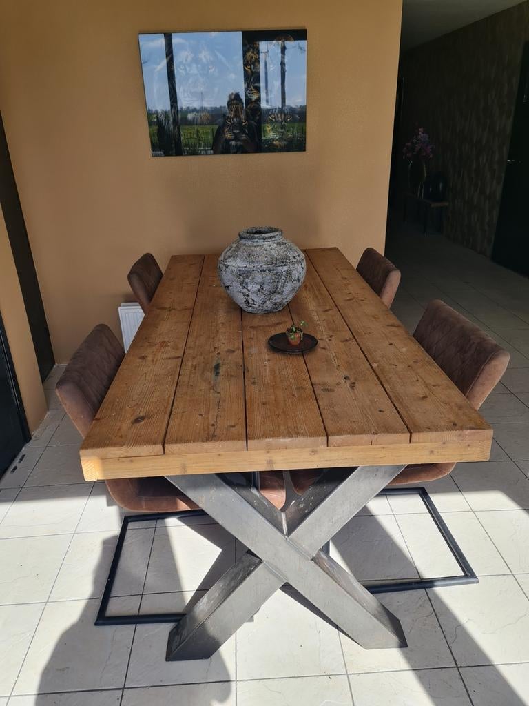 Eethoek met 4 stoelen, Ophalen, Gebruikt, 200 cm of meer, 50 tot 100 cm