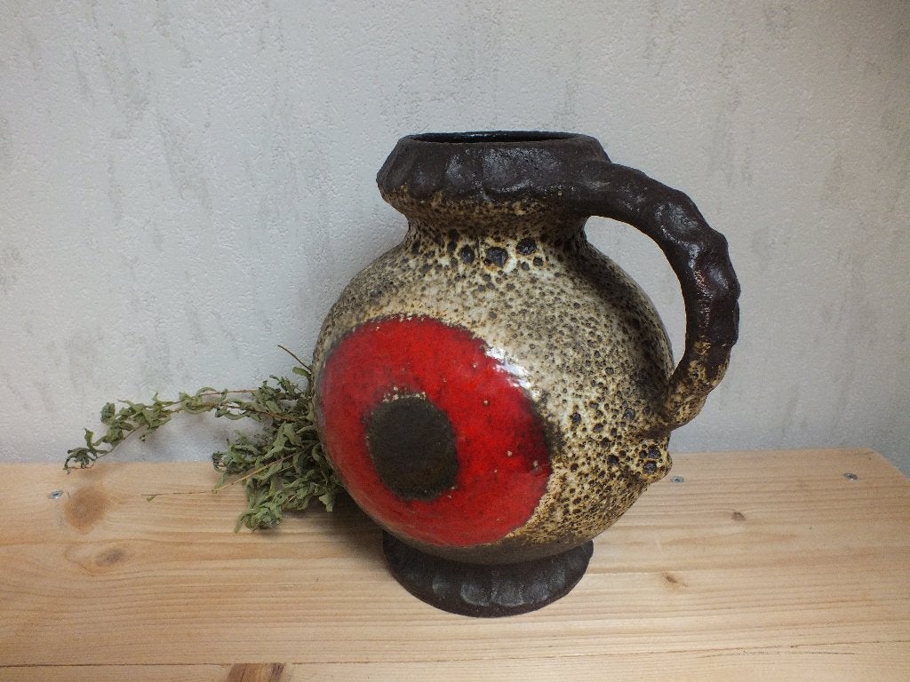 FAT Lava retro keramiek vaas/kan 24,5 hoog, Ophalen