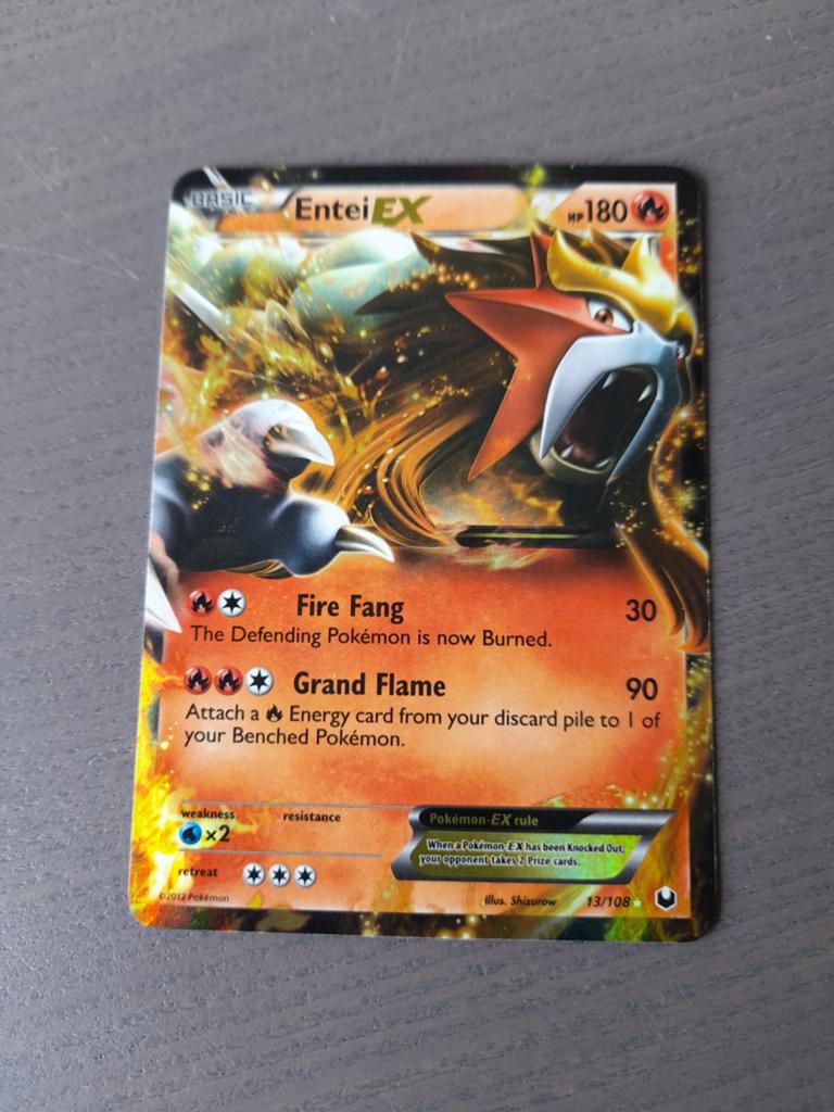 Dark explorers 13/108 entei ex, Ophalen of Verzenden, Gebruikt, Losse kaart, Foil