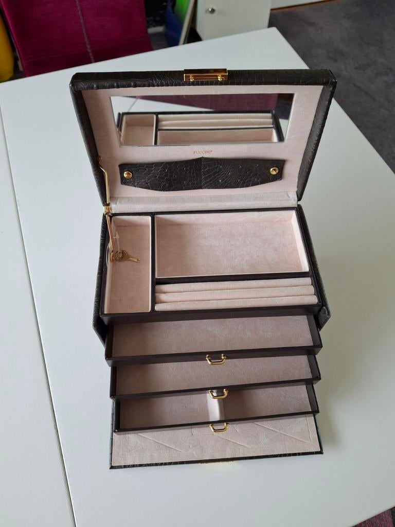 Sieraden doos/koffer. PUCCINI., Sieraden, Tassen en Uiterlijk, Ophalen of Verzenden, Bruin