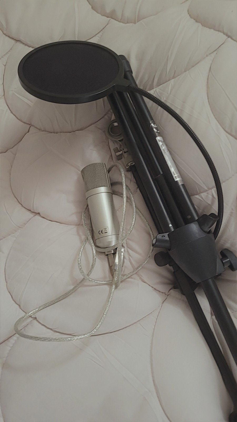 Studiomicrofoon met standaard en popfilter, Ophalen, Zo goed als nieuw, Studiomicrofoon