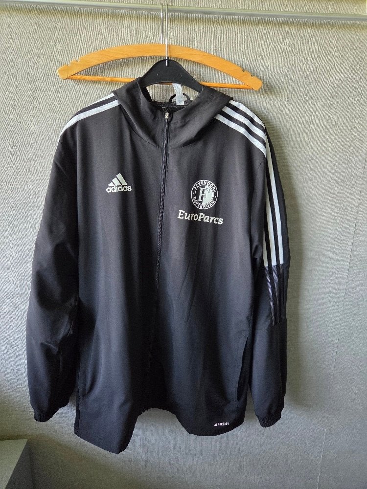 Feyenoord Adidas Trainingsjack Zwart Maat L, Ophalen of Verzenden, Zo goed als nieuw, Feyenoord, Shirt