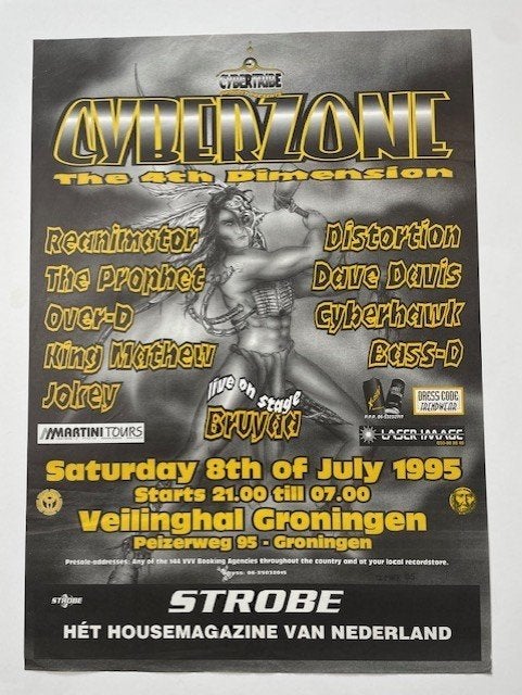 poster CYBERZONE 1995 house muziek, Ophalen of Verzenden, Gebruikt, A1 t/m A3, Muziek