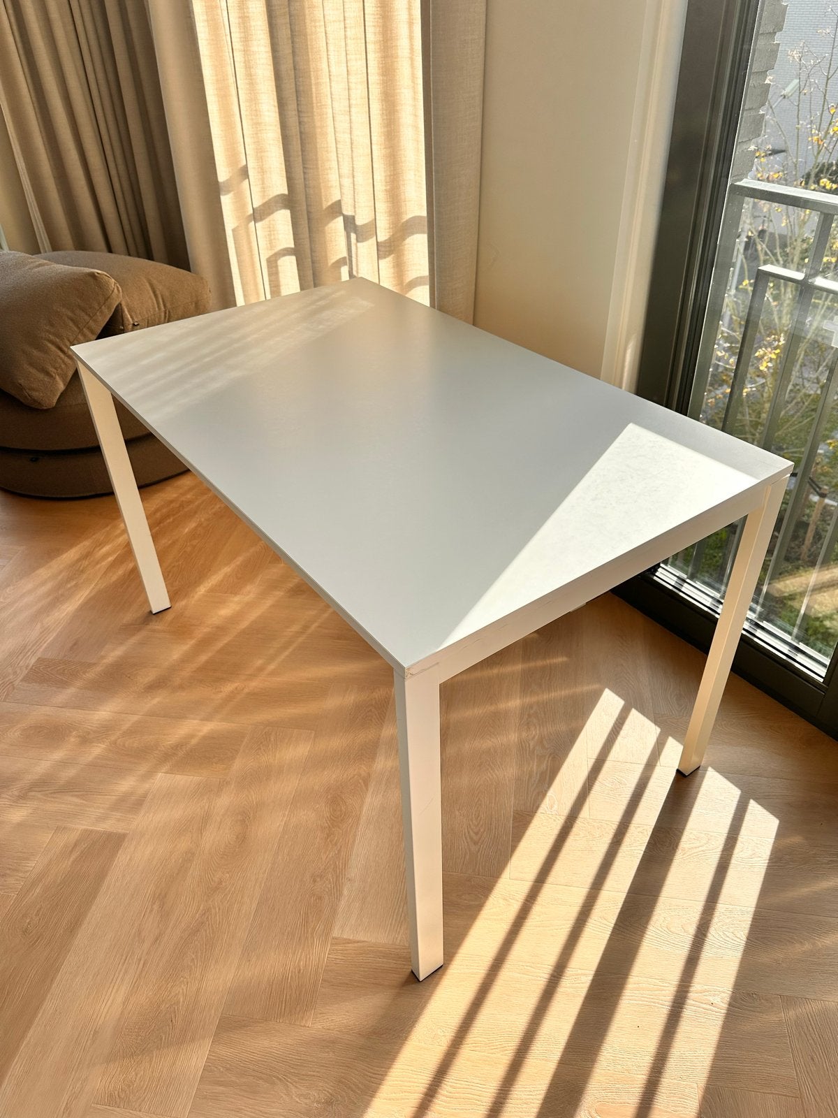 GRATIS: Ikea Melltorp Tafel  wit - 125x75 cm, Ophalen, Gebruikt, 100 tot 150 cm, 50 tot 100 cm