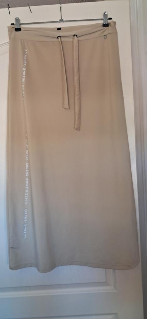 Rok van travelstof van Zip73 met tailletunnel en lint, Maat 38/40 (M), Beige, Onbekend, Zip73