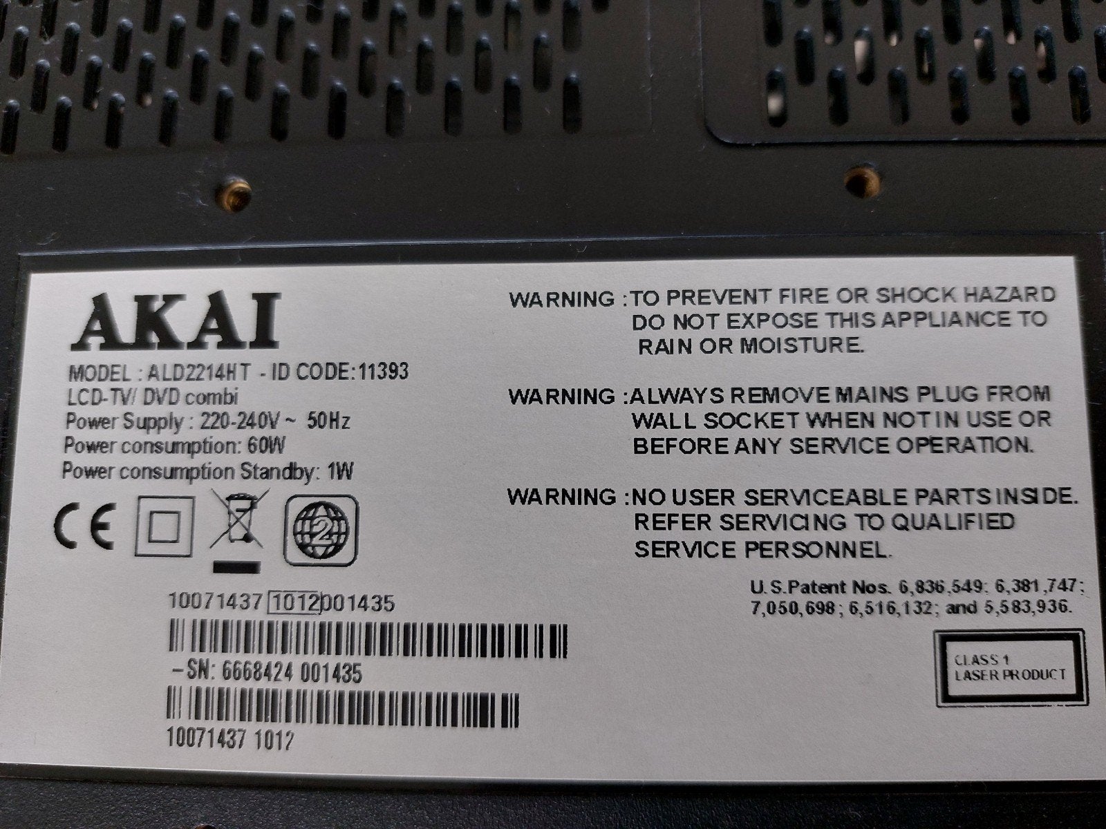 Akai LCD TV/DVD combi met afstandsbediening en muurbeugel, Audio, Tv en Foto, Overige merken, Gebruikt, Ophalen of Verzenden, 40 tot 60 cm