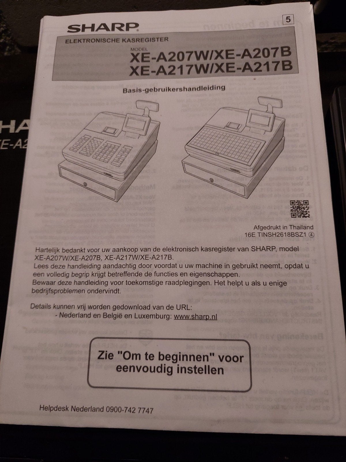 Sharp XE-A207B Elektronisch Kasregister met Handleiding, Ophalen