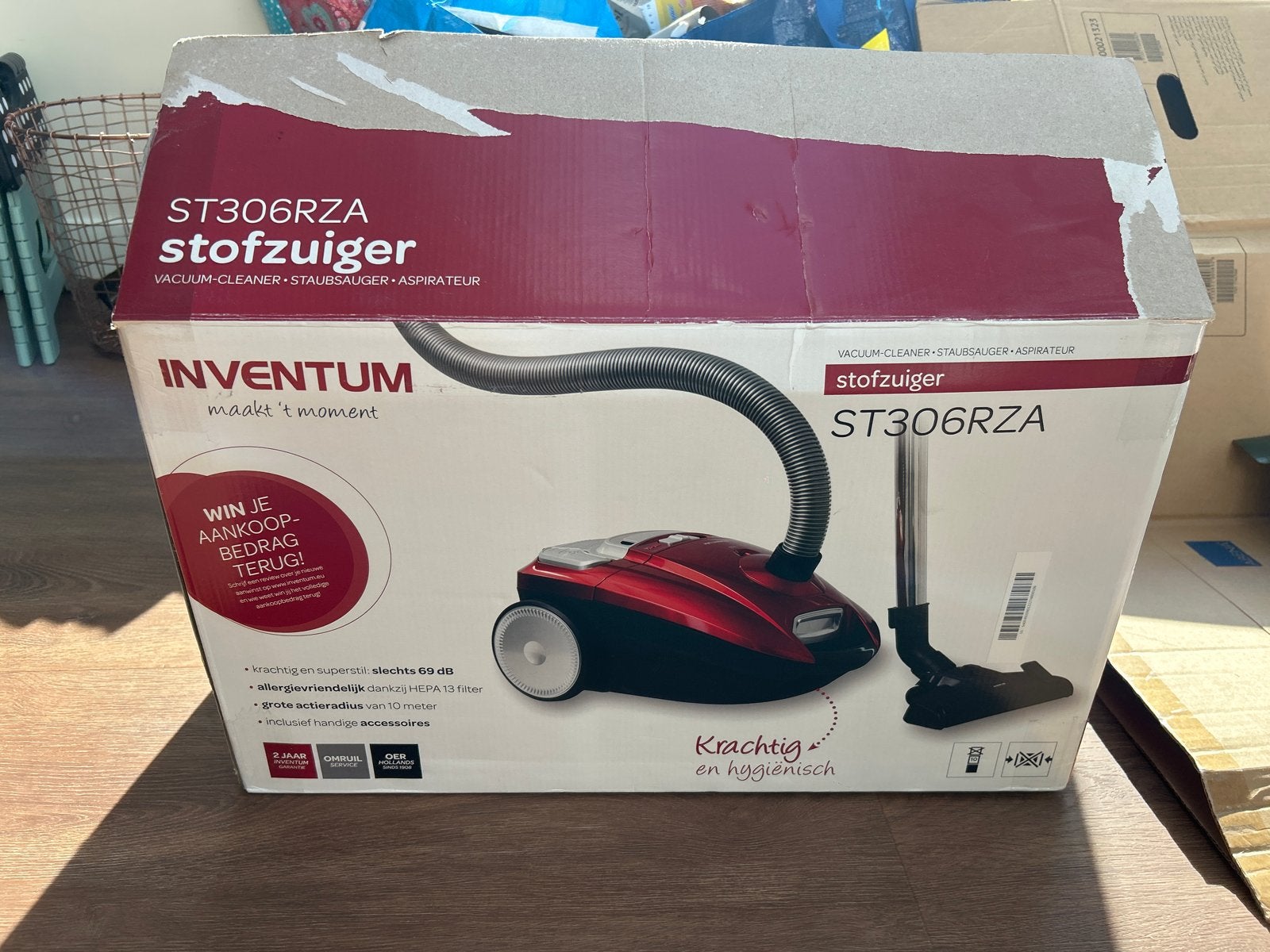 Inventum ST306RZA Stofzuiger - Krachtig en Hygiënisch, Nieuw, Sledestofzuiger, Ophalen, Stofzak