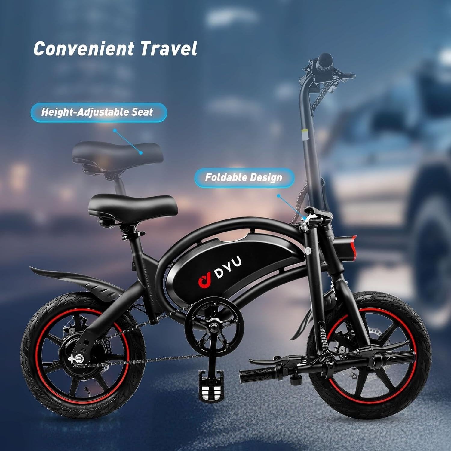 DYU Opvouwbare E-Bike - Compact en Verstelbaar, Fietsen en Brommers, Fietsen | Vouwfietsen, Ophalen of Verzenden, Nieuw