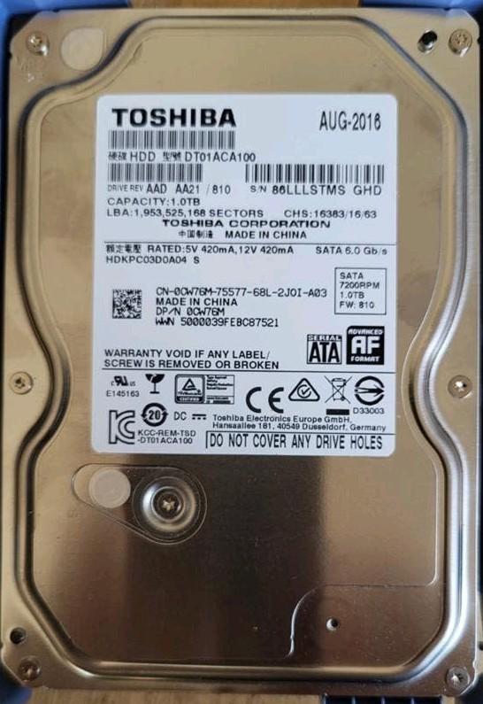 Toshiba DT01ACA100 1TB SATA 3.5 inch harde schijf, Computers en Software, Harde schijven, Intern, Ophalen of Verzenden, 1TB, Desktop
