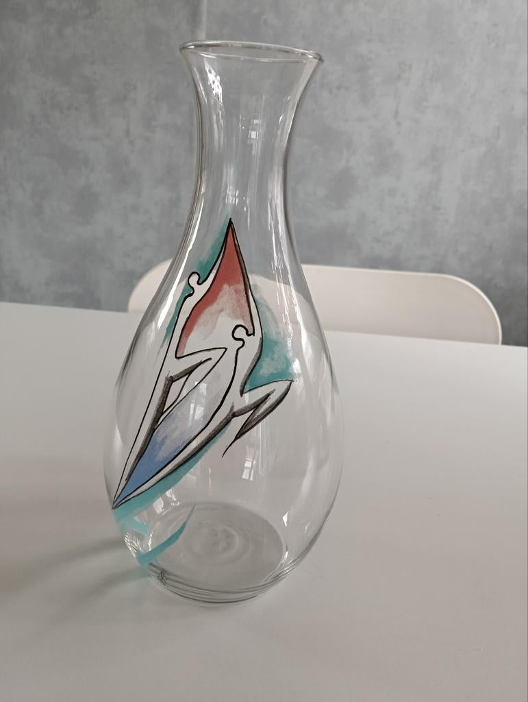 Handbeschilderde glazen karaf, Antiek en Kunst, Ophalen of Verzenden