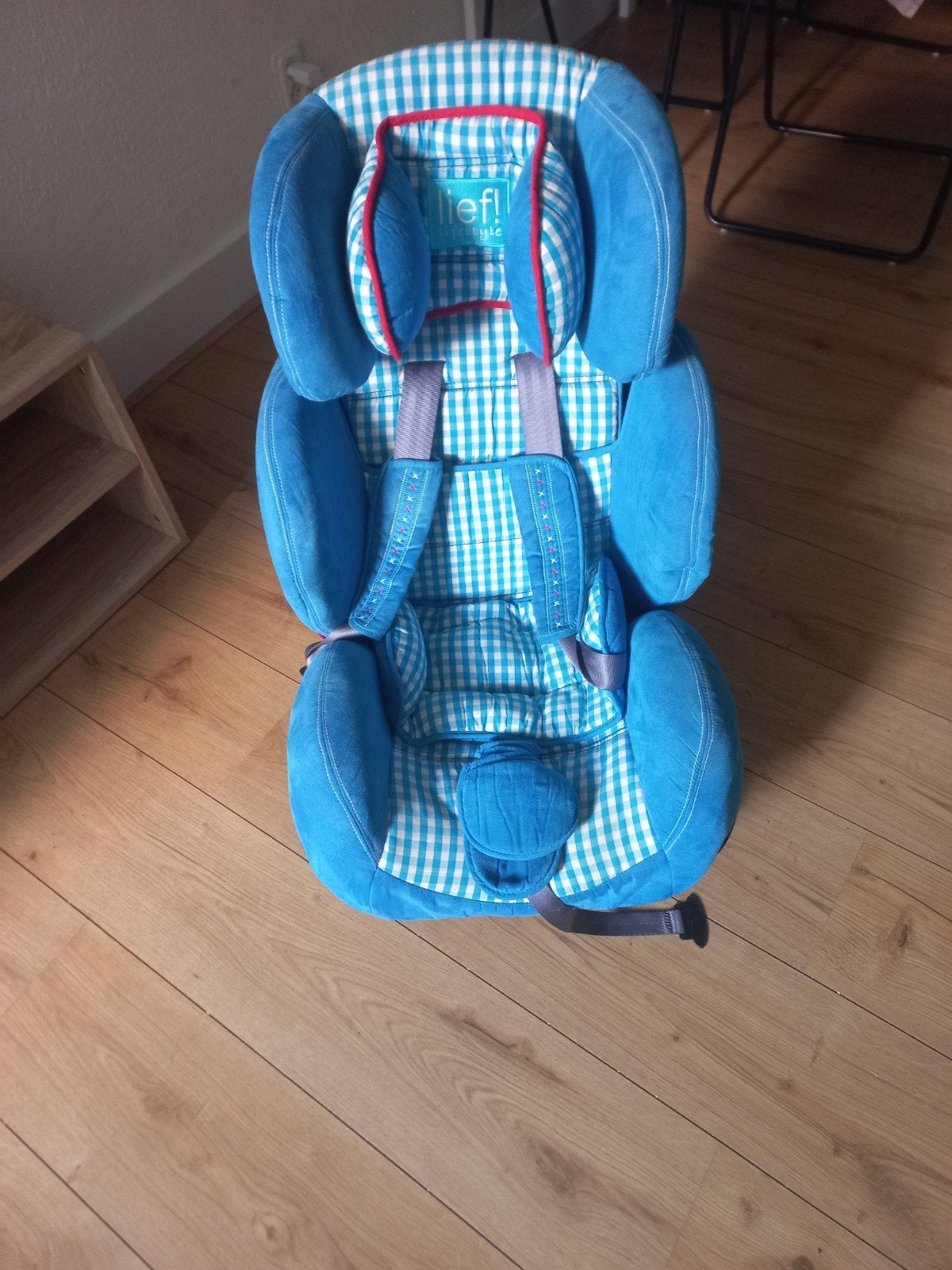 Lief! Kinderzitje - Blauw geruit, Zijbescherming, 9 t/m 36 kg, Ophalen, Overige merken
