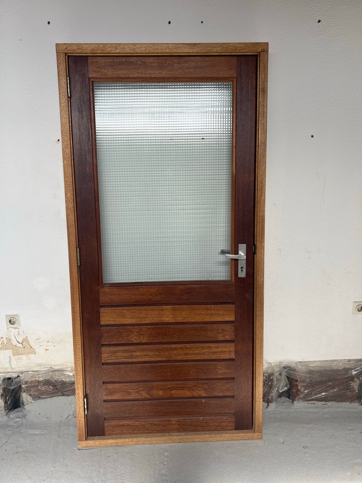 Hardhouten Buitendeuren - Bruin en Blauw, Gebruikt, 80 tot 100 cm, Ophalen of Verzenden, Buitendeur