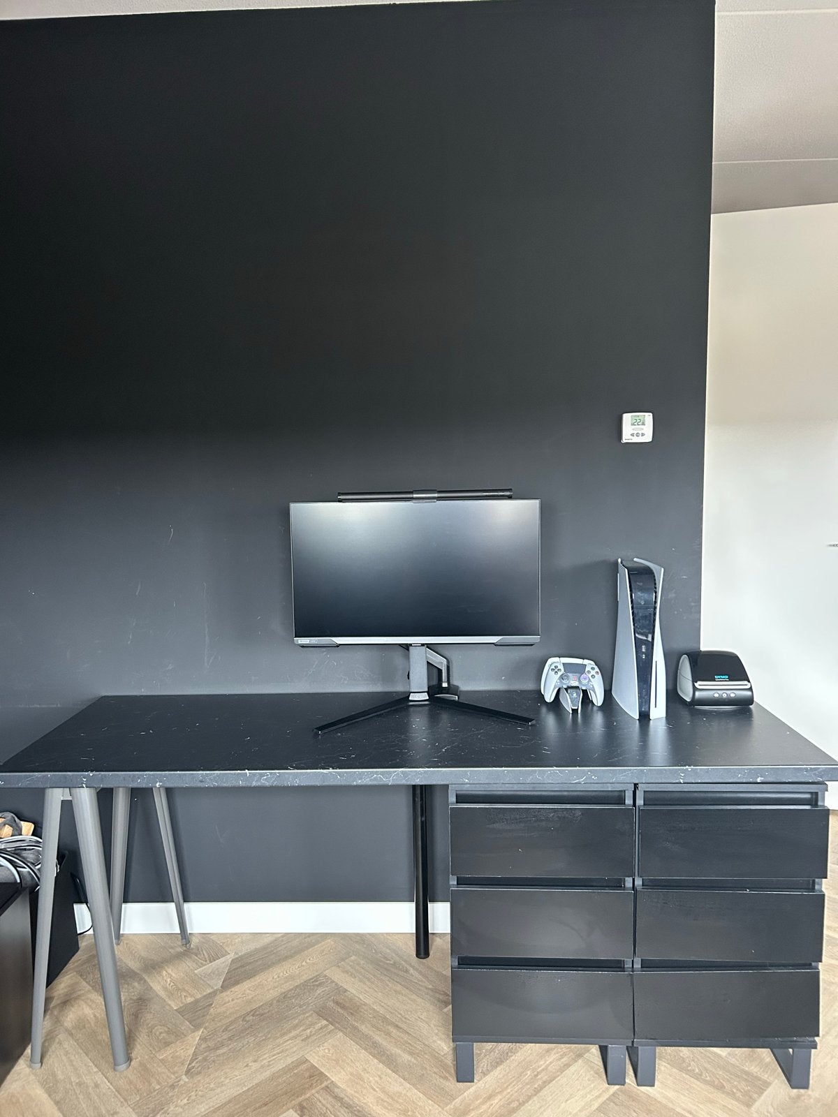 IKEA Bureau met ladekastjes - Zelf samengesteld, Ophalen, Zwart, Gebruikt, Met lades