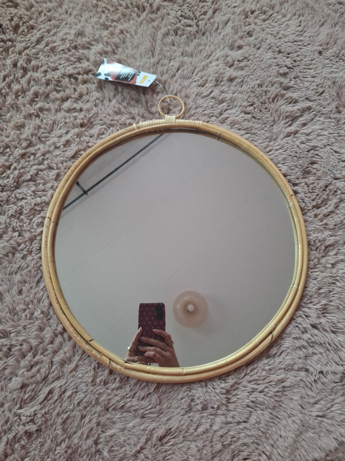 Ronde spiegel met rotan lijst - Xenos (Ø43cm), Ophalen of Verzenden, Rond, Minder dan 50 cm, Minder dan 100 cm