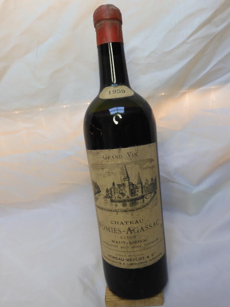 WIJN CHATEAU POMIES-AGASSAC 1959, Verzamelen, Overige gebieden, Overige typen, Ophalen of Verzenden, Zo goed als nieuw