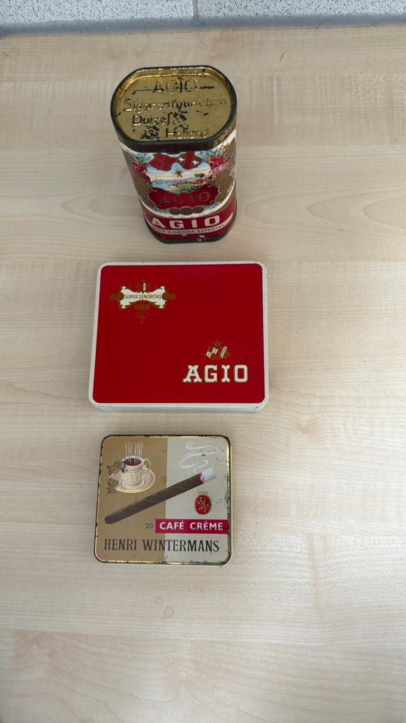 Sigarenblik leeg, Agio, Agio, Henri Wintermans., Verzamelen, Rookartikelen, Aanstekers en Luciferdoosjes, Ophalen of Verzenden