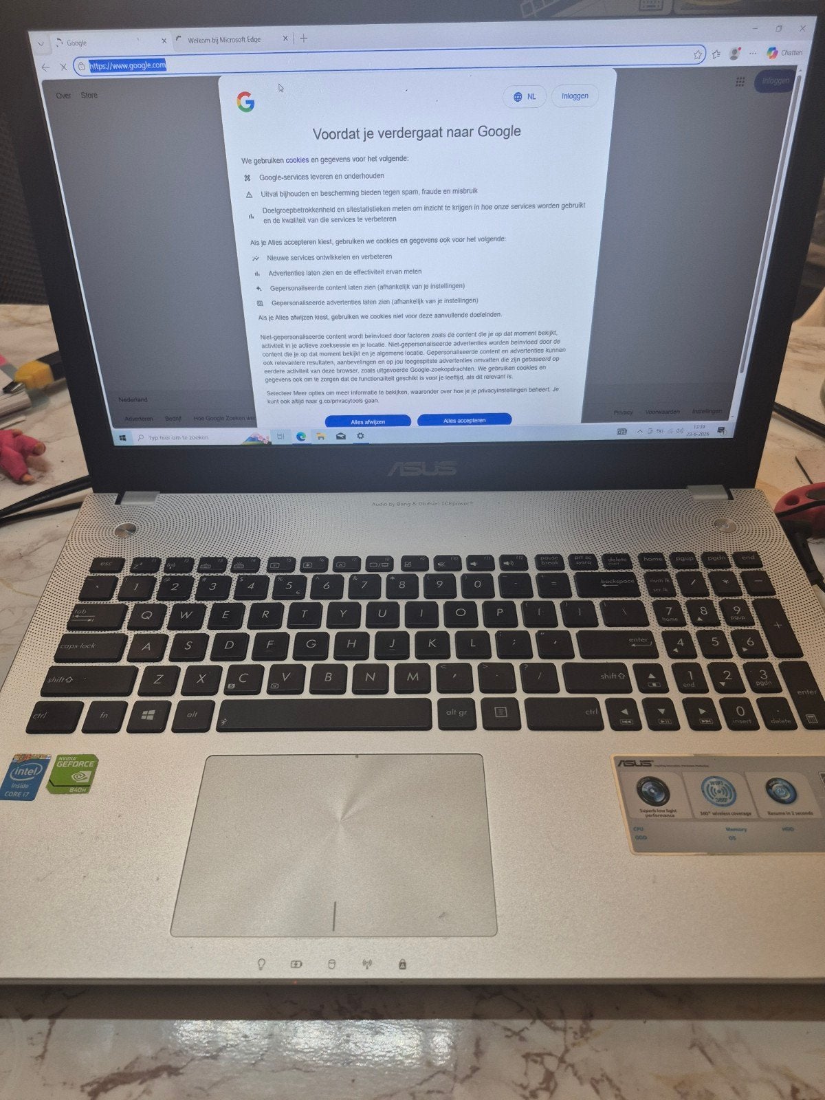 ASUS Laptop Intel Core i7 - Krachtige Prestaties, Gebruikt, 2 tot 3 Ghz, 8 GB, ASUS