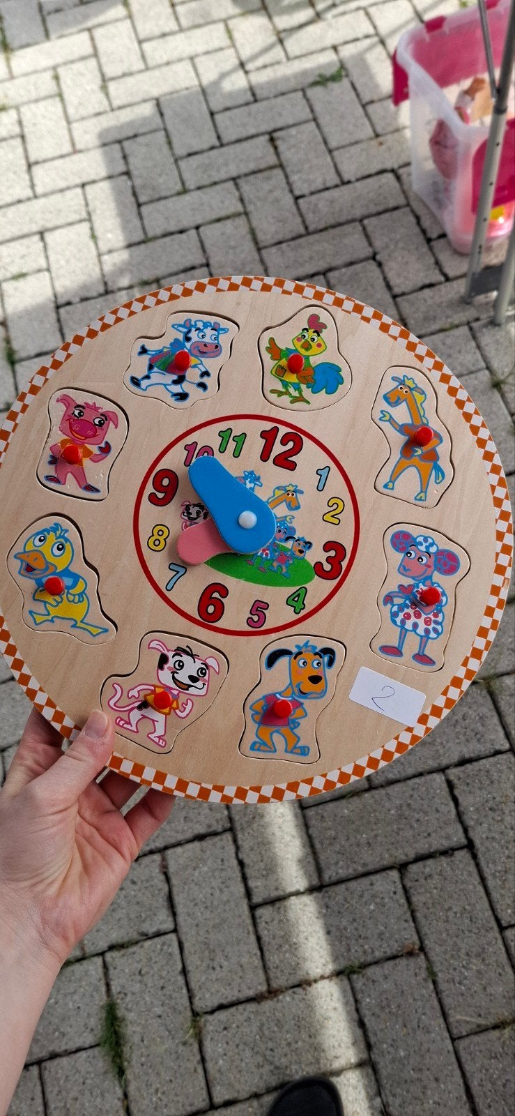 Houten kinder klok puzzel met dieren, Ophalen, Gebruikt, Puzzelen