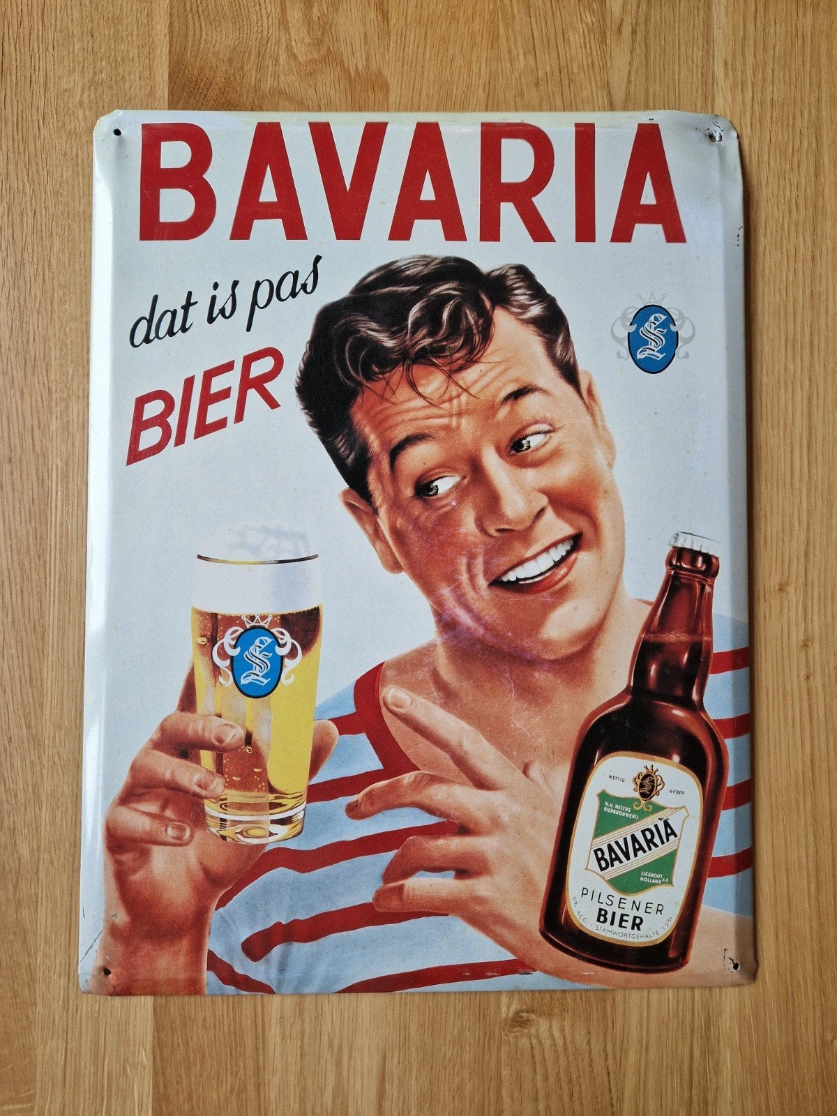 Bavaria reclame bord blik, Verzamelen, Merken en Reclamevoorwerpen, Ophalen of Verzenden, Gebruikt, Reclamebord