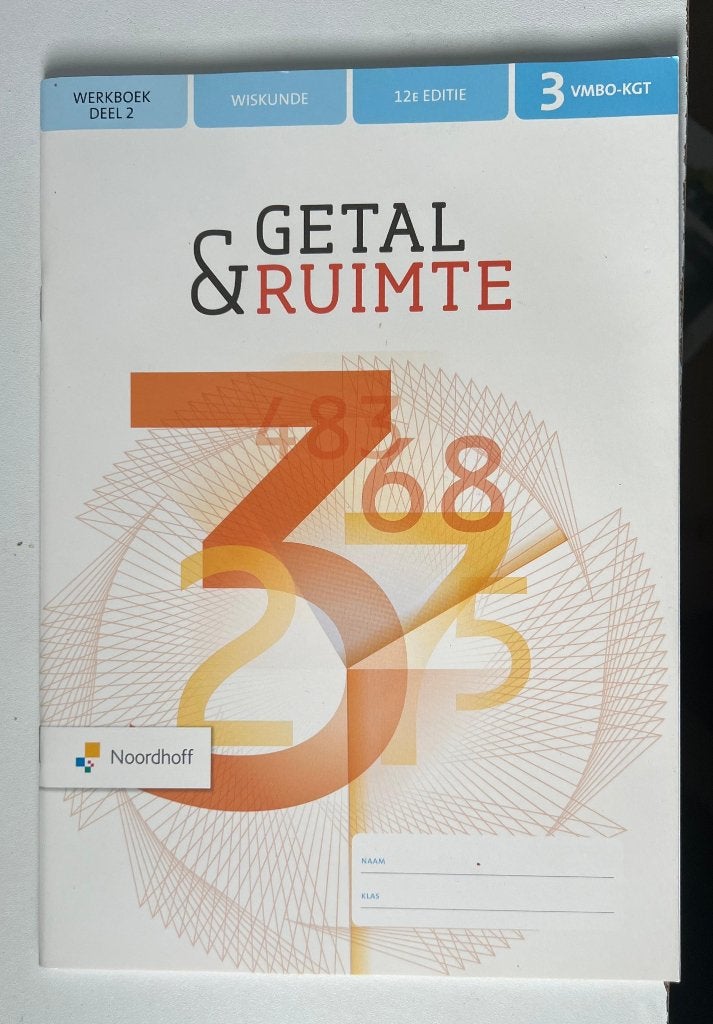 Getal en ruimte wiskunde 3 VMBO KGT Werkboek deel 1, VMBO, Overige vakken, Noordhoff, Ophalen of Verzenden