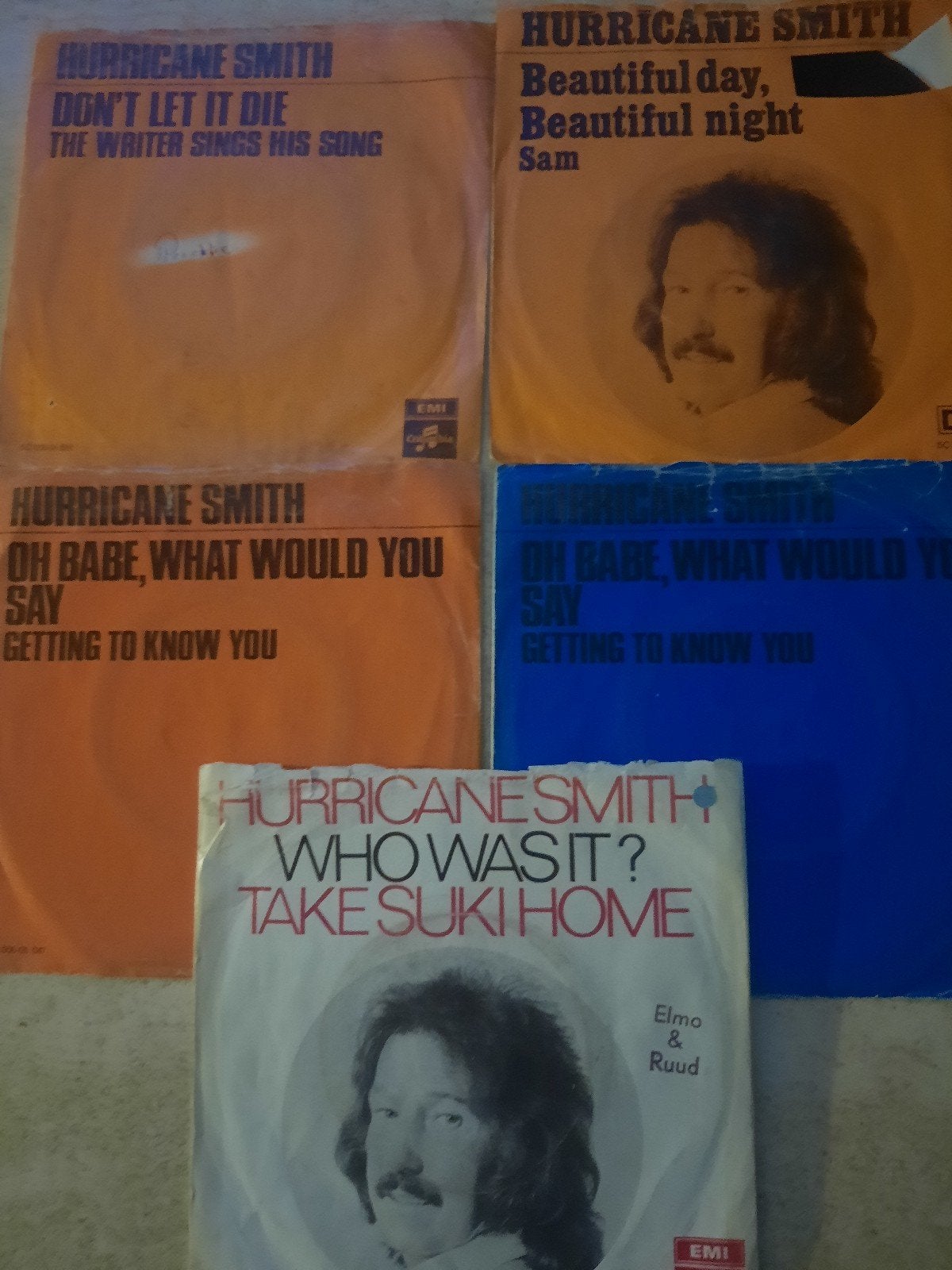 5x vinyl singels van Hurricane Smith, Ophalen of Verzenden