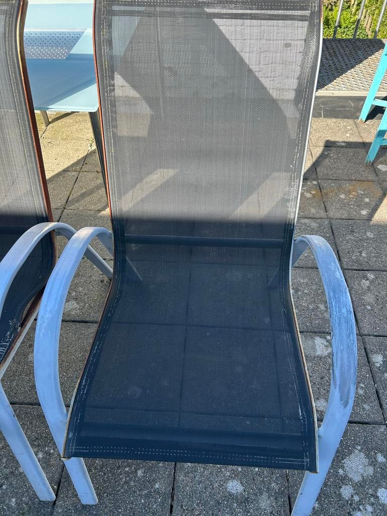 Tuinstoel met textileen zitting en aluminium frame, Tuin en Terras, Tuinstoelen, Ophalen, Gebruikt, Aluminium