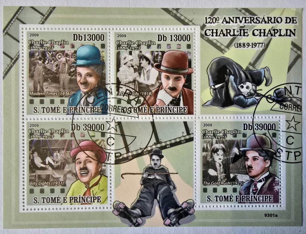Charlie Chaplin 5 blokken 1 postzegel, Ophalen, Overige thema's