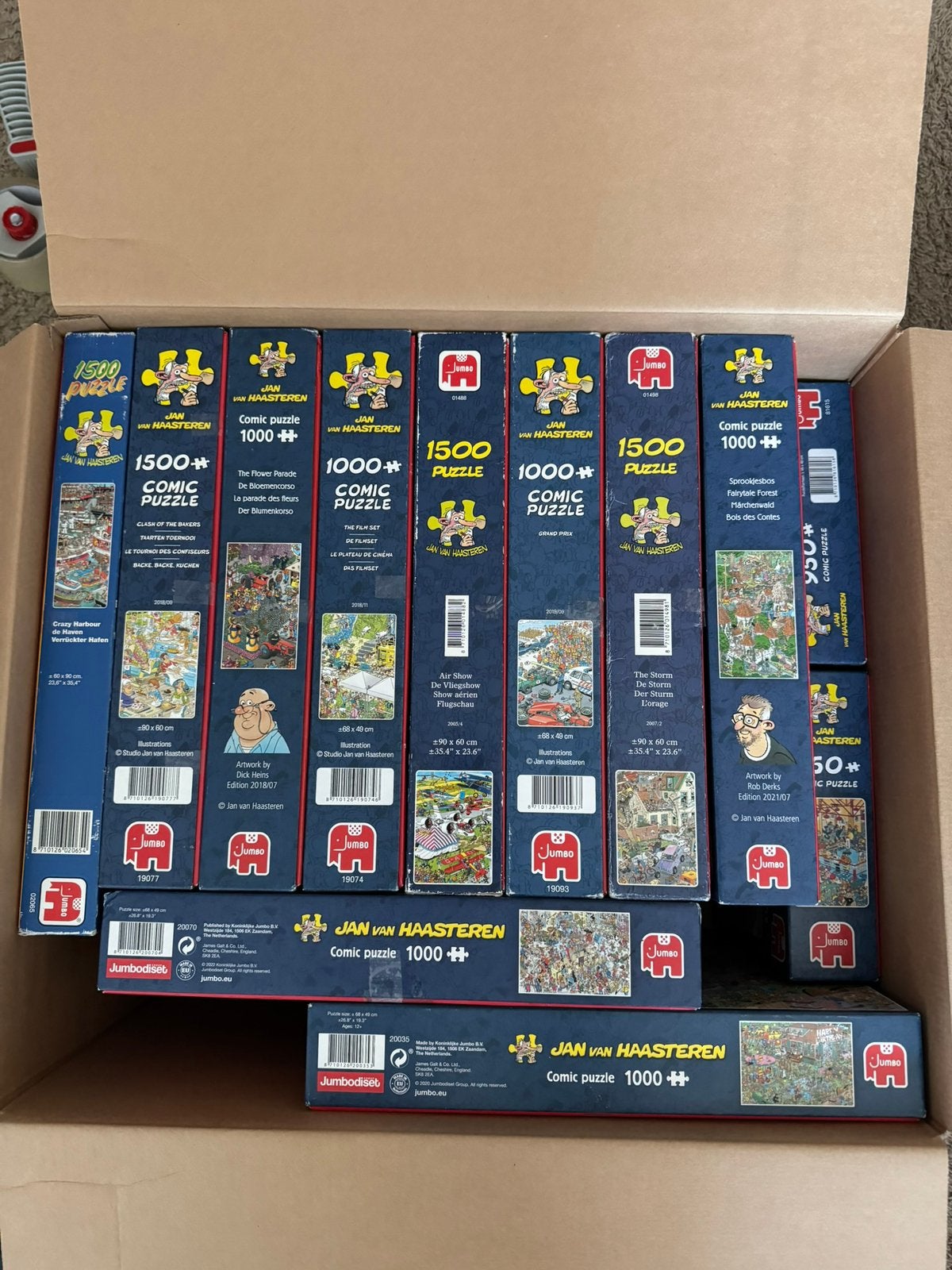 12x Jan van Haasteren puzzels | Complete bundel 950 t/m 1500, Ophalen of Verzenden, 500 t/m 1500 stukjes, Zo goed als nieuw, Legpuzzel
