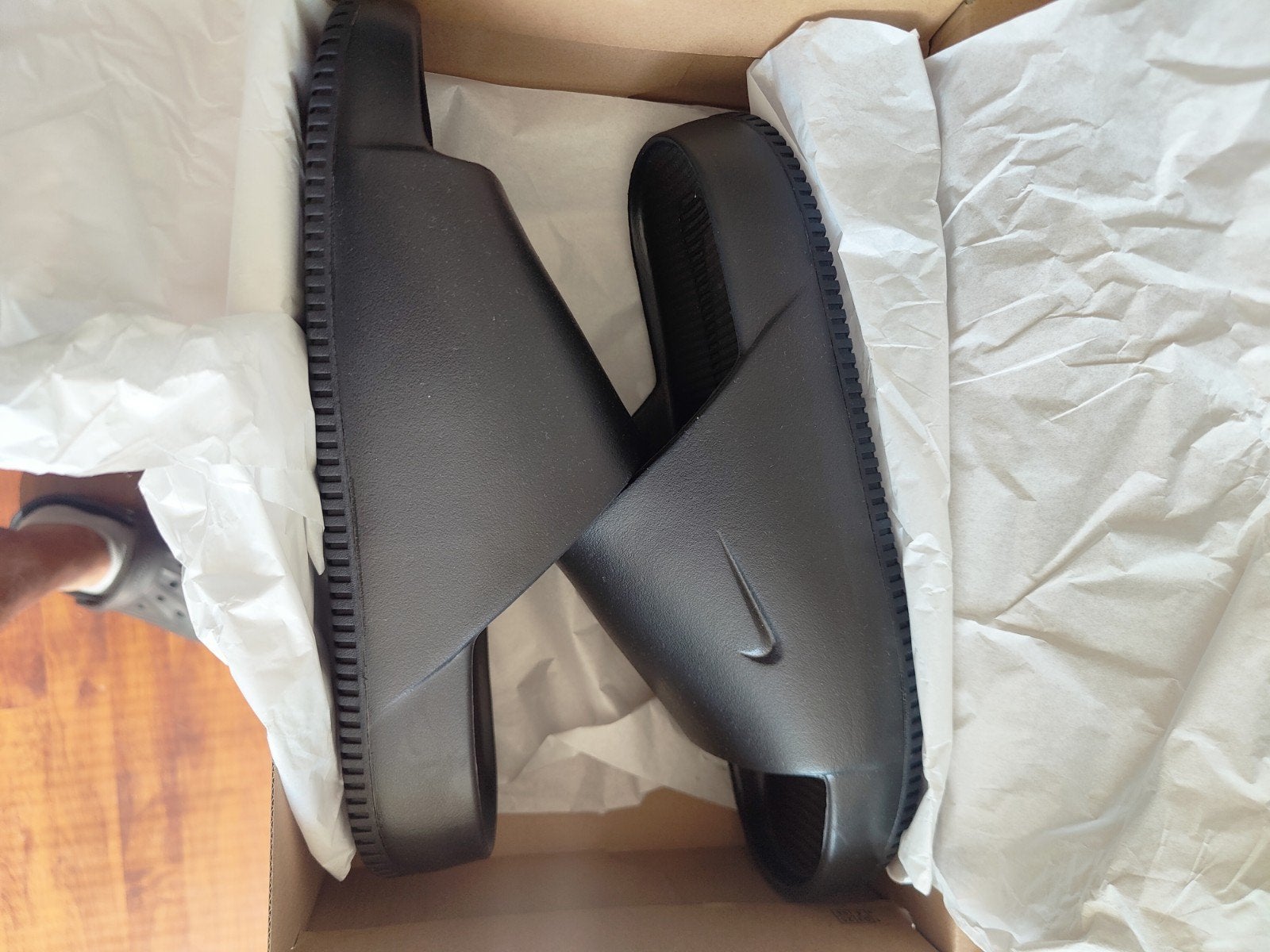 Nike Calm slippers - Maat 48.5 (Nieuw in doos) orgineel, Slippers, Zwart, Nike, Nieuw