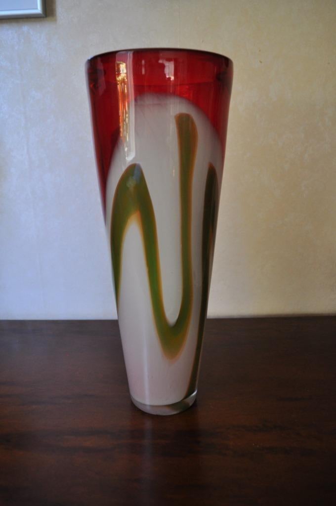 Vintage ZWARE  Vaas Gekleurd Glas 40 cm Chipjes OPHALEN, Antiek en Kunst, Antiek | Vazen, Ophalen