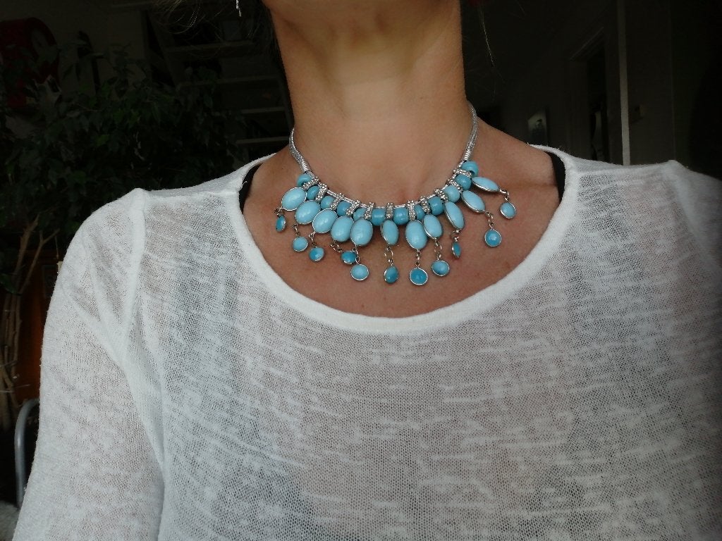 Nieuwe metalen halsketting turquoise Ibiza stijl, Overige materialen, Verstelbaar, Nieuw, Ophalen of Verzenden