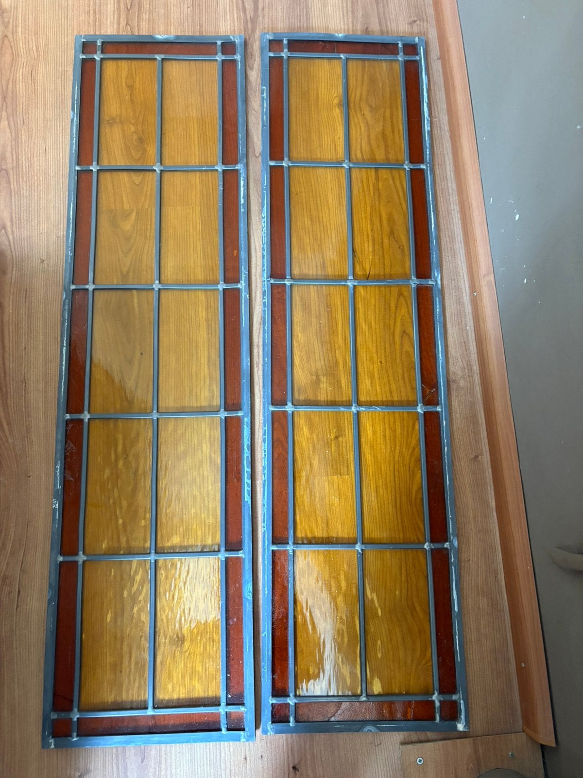 2 x Glas in lood, Doe-het-zelf en Verbouw, Glas en Ramen, Ophalen, Gevelraam of Ruit, Gebruikt, Minder dan 80 cm