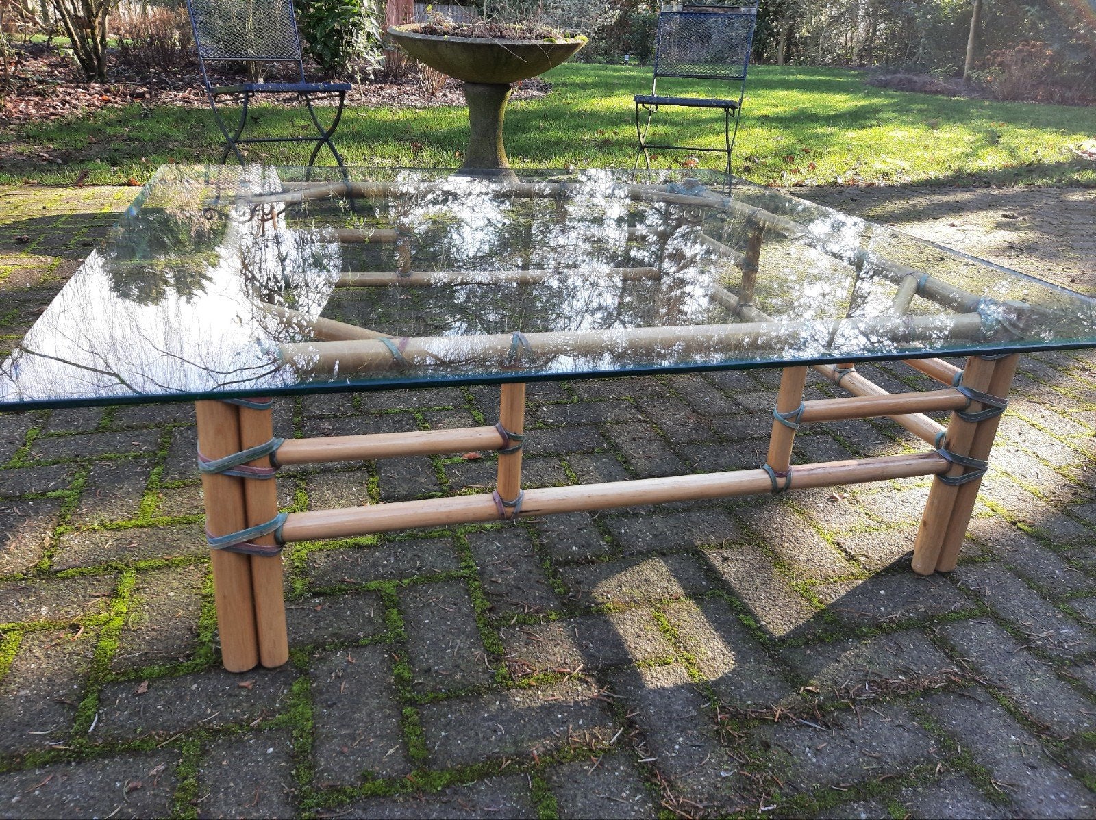 Gasparucci Design Salontafel met Bamboe Onderstel, Ophalen, Gebruikt, Minder dan 50 cm, Rechthoekig