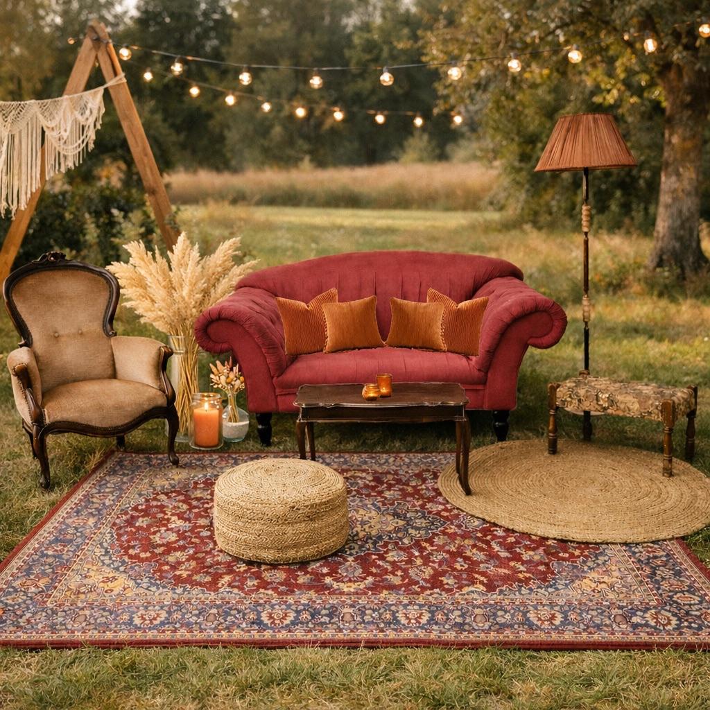 Bruiloft trouw boho bohemian festival styling set zithoek, Ophalen of Verzenden, Nieuw, Geboorte of Huwelijk